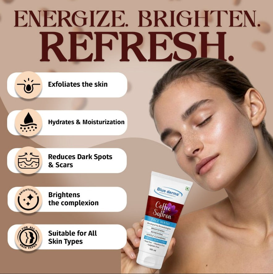 Blue Derma Coffee & Saffron Face Wash - 100 ml